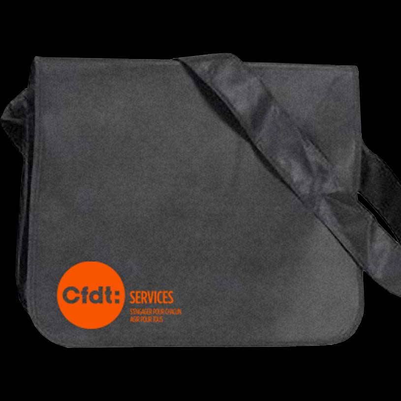 CFDT Services : sac, besace noire avec marquage logo orange