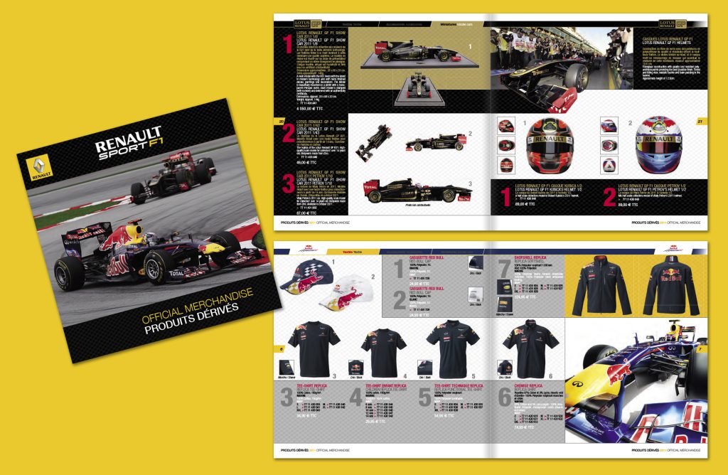 catalogue Renault Sport F1 : produits dérivés, textile, miniatures
